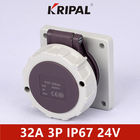 IP67 48V 32A 2 پین IEC پانل سوکت برق صنعتی ولتاژ پایین نصب شده است