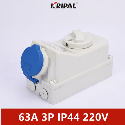 سوکت برقی تک فاز IEC اینترلاک IP44 63A 3P