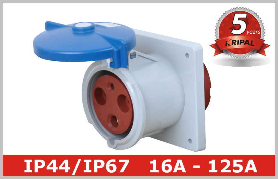 CEE فلنج صنعتی برق مستقیم یا زاویه ای سوار سوکت سوکت / گیرنده IP44 / IP67 استاندارد 16A، 32A، 63A، 125A